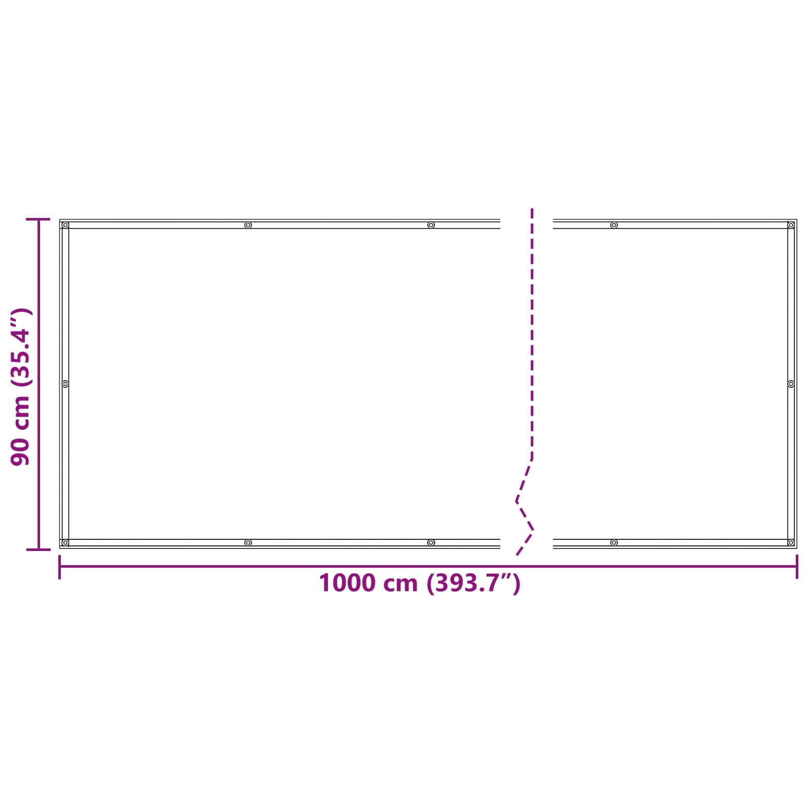 Osłona balkonowa, bordowa, odporna na działanie promieni UV, 90 x 1000 cm, z aluminiowymi oczkami, odporna na warunki atmosferyczne, trwała, do ogrodu, na taras, ochrona przed słońcem i