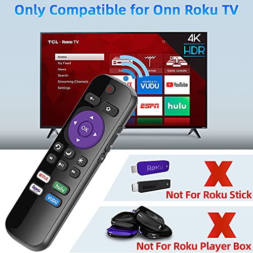 Image of Gvirtue Replacement Remote Control Compatible for All Onn Roku Smart TV, Universal for Onn Roku TV Remote, for 24 inch 32 inch 40 inch 43 inch 50 inch 55 inch 58 inch 65 inch 70 inch Roku TV with Netflix Hulu Vudu Button