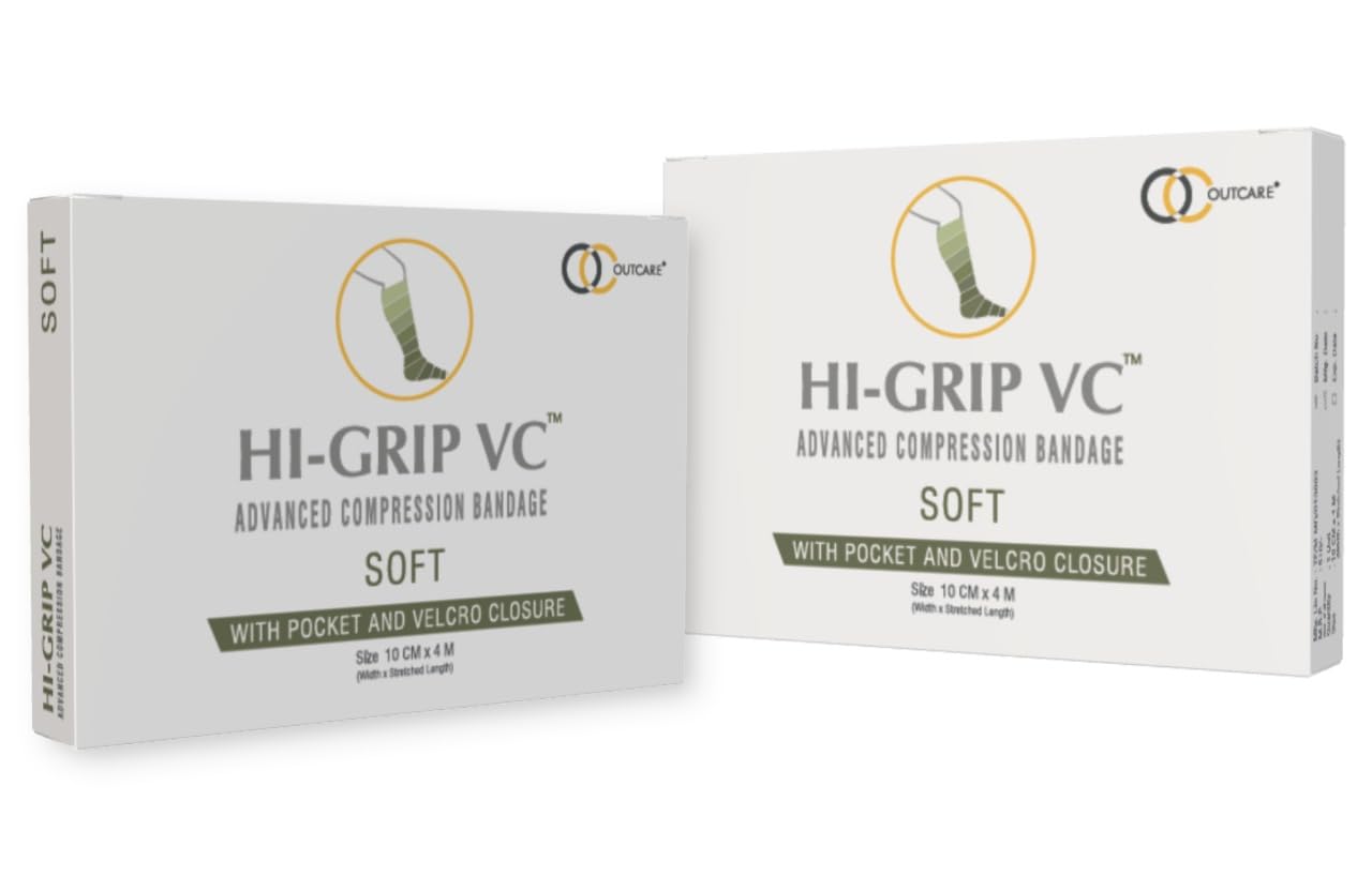 Outcare Hi-Grip VC Soft Advanced Compression Bandage, with Pocket and fastener closure (15 cm x 4m)-image-46