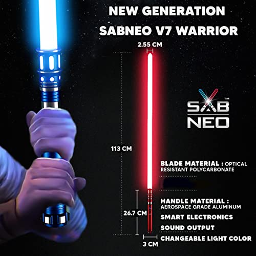 Image of SABNEO Light Saber V7 Changeable Colors-Smooth Swing & Sound Dueling Light Sabers Rgb-10 Sound Effects, Silver, Kid