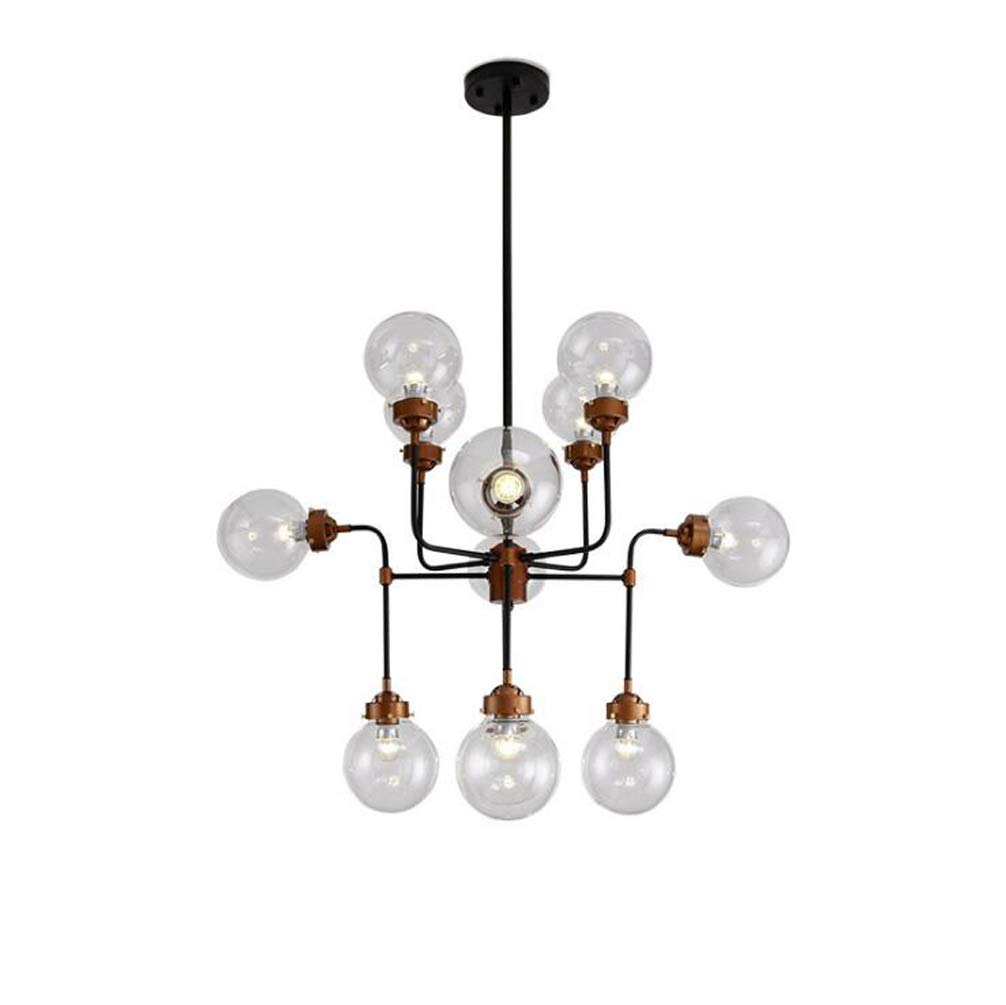 Lustre en forme de boule de verre et fer forgé pour salon et chambre
