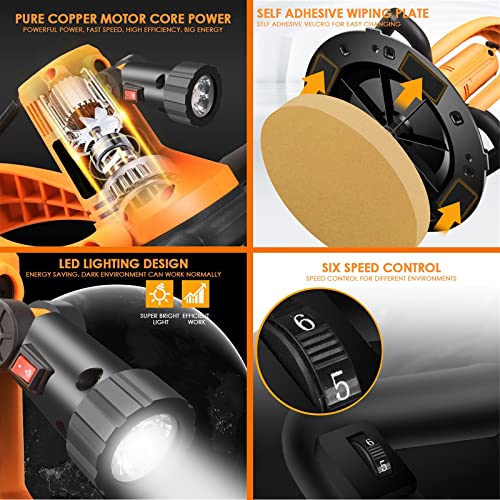 Aniuxiaoge 1700W Concrete Cement Mortar Trowel Wall Smoothing Machine 80-200Rpm Portable Concrete Drill Mixer Polishing Machine With Led Light, 1-6 Speed Regulation #TOP5