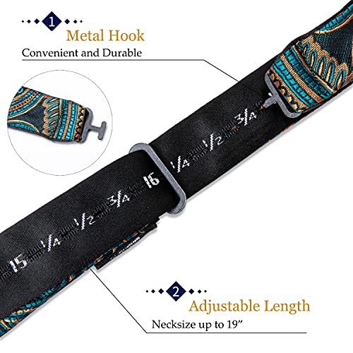 Image of DiBanGu Men Bow Tie Paisley Striped Self-Bow Tie for Men and Silk Woven Bowtie Pocket Square Cufflinks Wedding Party