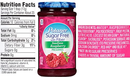 Polaner Sugar Free Preserves Sweetened With Sucralose 13.5 Ounce Variety, Blackberry, Raspberry, Strawberry With By The Cup Spreader #TOP2
