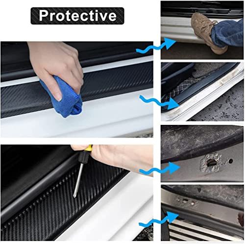 Custom Car Door Sill Protector Scuff Plate Cover Welcome Pedal Protection Car Carbon Fiber Sticker Threshold Door Entry Guard Decorative 4Pcs #TOP3