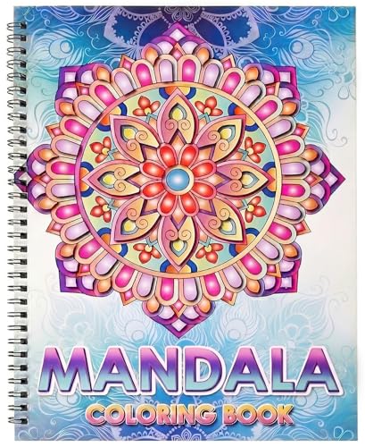 Pobuu Mandalas Colouring Books for Adults Unique Mandala Pattern for Relaxation Adults Colouring Book Spiral Bound Relaxing Colouring Books for Women