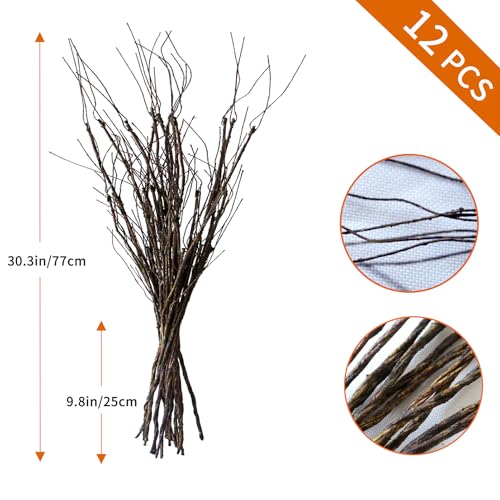 Artificial Curly Twigs Willow Branches Stems for Vase, Lifelike Faux 77cm Decorative Dried Branch Sticks Fake Greenery Plants Flowers Arrangement for Home Wedding DIY Decor (12, Bark Brwon) by YXYQR - Used condition - Image 4