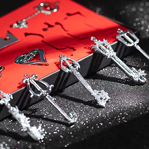 Kingdom Keys Hearts Keyblade Pendant Necklace Set Cosplay Accessories 13pcs Silver3