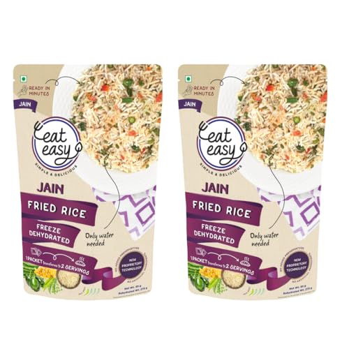 Image of Eat Easy Jain Fried Rice - 95gm (Pack of 2) | No Garlic No Onion Ready to Eat & Cook | Freeze Dehydrated Instant Rice | 100% Veg | No Preservatives | Just Add Water