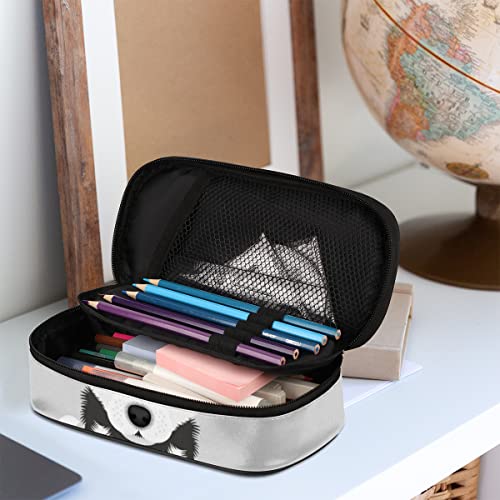 Image of Pardick Husky Dog Big Capacity Pencil Pen Case Cute Dog Large Pencil Pouch with Zipper Compartments Pencil Bag for Boys Girls Adults Student Office School Supplies