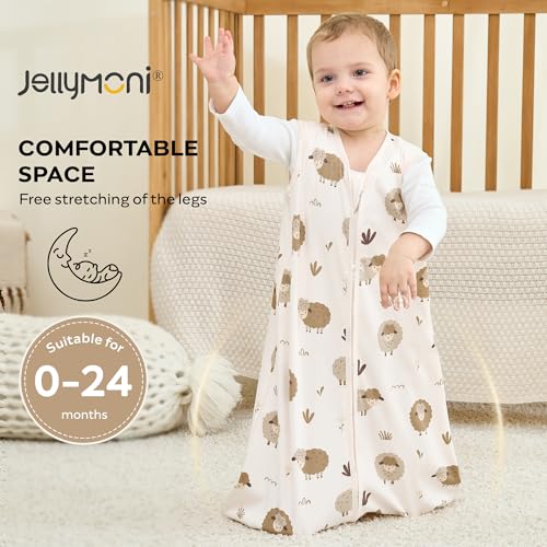 Image of JELLYMONI Baby Sleep Sack 12-18M, 0.5 TOG, 100% Cotton Wearable Blanket | 3 Pack, Soft Cotton Fabric, Breathable Lightweight Sleeveless Sleep Sack, Pre-Shrunk, 2-Way Zipper