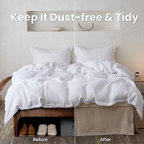 BISELINA-French-Linen-Wrap-Around-Bed-Skirt-with-Pleated-Corner-14-Inch-Tailored-Drop-Natural-Flax-Cotton-Blend-Basic-Soft-Cozy-14-King-Linen BISELINA French Linen Wrap Around Bed Skirt with Pleated Corner 14 Inch Tailored Drop Natural Flax Cotton Blend Basic Soft Cozy 14 King Linen