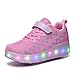 Axcer LED Blinkend Schuhe Mit Rollen Automatisch Einziehbar Komfort Räder Skateboardschuhe Outdoor Fitnessschuhe 7 Farbwechsel Rädern Gymnastik Traillaufschuhe Sneaker für Jungen Mädchen