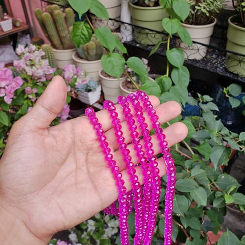 Image of 8mm Rondelle Glass Beads for Jewelry Making, Faceted Briolette Crytal Spacer Beads for Bracelet Necklace Earring, Rose Red 300pcs