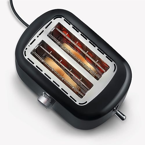 Image of SEVERIN Automatik-Toaster, kleiner Toaster fur 2 Scheiben, hochwertiger schwarzer Toaster zum Toasten, Auftauen und Erwarmen, 850 W, schwarz, AT 4321
