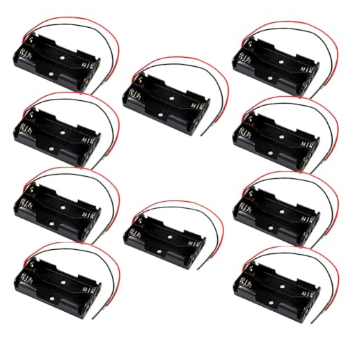 JWISLAND (Pack of 10) 2 AA Battery Holder with Leads, 2 x 1.5V AA Battery Holder 2 Cell with Wires