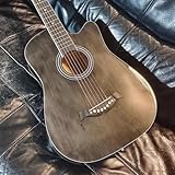 HEFJIAYCIQ Stahlsaiten-Akustikgitarren-Bausatz, Ganz Aus Holz Gefertigte, Glänzende Guitarra Acustica, Mit Hochwertigem Zubehörset Und Gigbag,Grau,41in