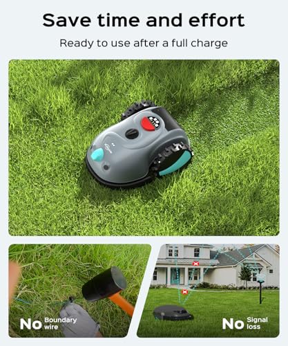 Image of YARDCARE V100 Robotic Lawn Mower - Visual Navigation & Smart Obstacle Avoidance, Adjustable Cutting Height 0.8-2.4 in, Low-Noise Auto Mowing for Small Lawns up to 1,600 sq ft