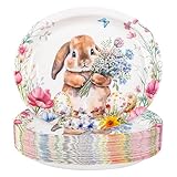 50Pcs Easter Oval Paper Plates Disposable Easter Dinner Plates Heavy Duty Large Easter Party Plates Bunny Easter Dessert Plates for Easter Holiday Wedding Spring Party Supplies Decoration(10' X 12')