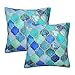 KTQUZCLF Kissenbezug mit türkisfarbenem Muster, 45 x 45 cm, 2 Stück, quadratische Kissenbezüge für Wohnzimmer, Sofa, Schlafzimmer