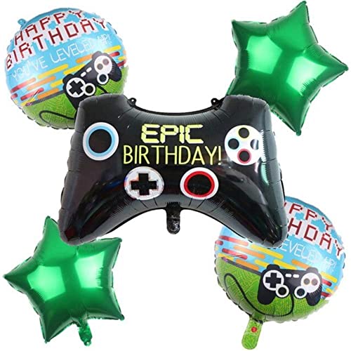 DIWULI les Joueurs Ballons 5 Pièces Ensemble, Joyeux Anniversaire, Jeu Feuille Ballons, Ballons d'Anniversaire, Gamepad Feuille Ballon, Ballons d'Anniversaire Gamer, LAN party, Garçon Enfant