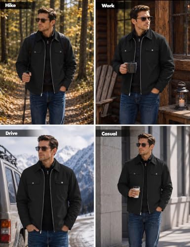 Image of Cotrasen Men's Washed Cotton Work Jacket Quilted Lined Workwear Jackets