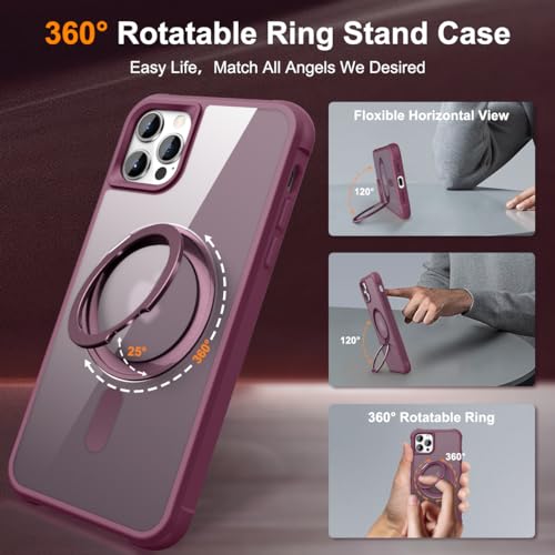 Image of Compatible with iPhone 12 /12 Pro Case with Stand 6.1 inch,Wine Red