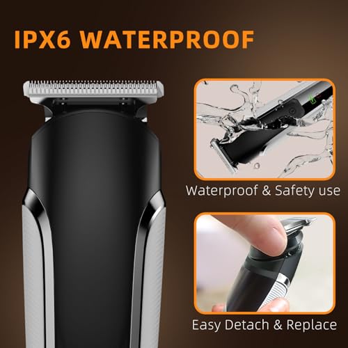 Vexloria Beard Trimmer Men, Hair Clippers Men, All-in-One Men's Grooming Kit with Nose and Ear Trimmer, Detail Trimmer, IPX6 Waterproof Professional Cordless Hair Clipper with 4 Limit Combs - Image 6