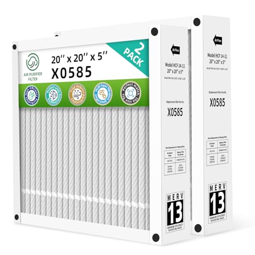 20x20x5 Furnace Filter MERV13 Compatible with Lennox X0585 HCF14-11 for Honeywell FC100A1011 Foldable(Actual Size:19.88 x 19.63 x 4.38 In) 2-Pack