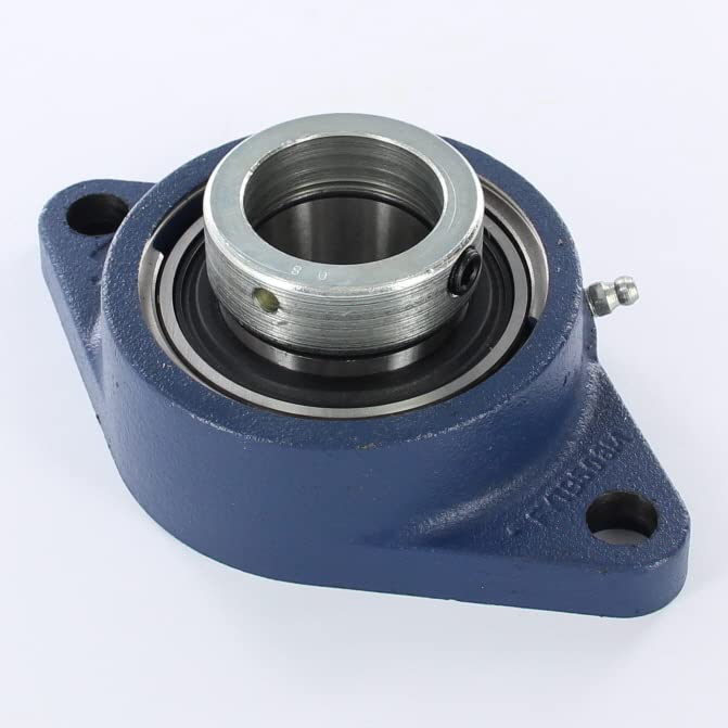 SKF FYTB 40 FM Ball Bearing Flange Unit, 2 Bolts, Eccentric Collar, Regreasable, Contact Seal, Cast Iron, Metric, 40mm Bore, 101.5mm Bolt Hole Spacing Width