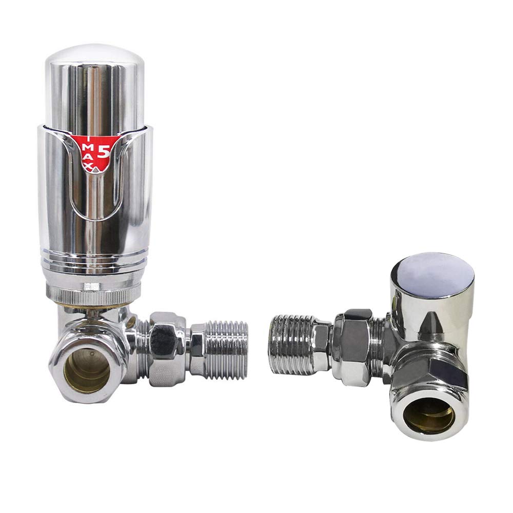 Nrg Corner - Chrome Chrome Corner Trv Thermostatic Radiator Valve And Radiators Towel Rail Manual Valves