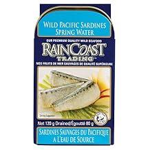 Raincoast Trading Wild Pacific Sardines Spring Water Wild Caught Contains Skin and Soft Bones High Protein Omega-3 Calcium Keto Friendly No Oil No Preservatives - Case 12 4.2oz Cans