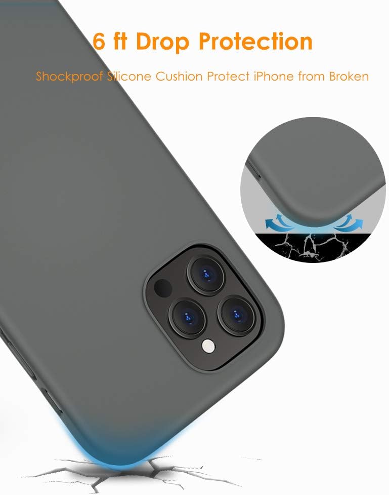 DTTO Compatible with iPhone 12 Pro Max Case, Full Covered Silicone Rubber Cover [Enhanced Camera and Screen Protection] with Honeycomb Grid Cushion for iPhone 12 Pro Max 6.7" 2020-Light Gray