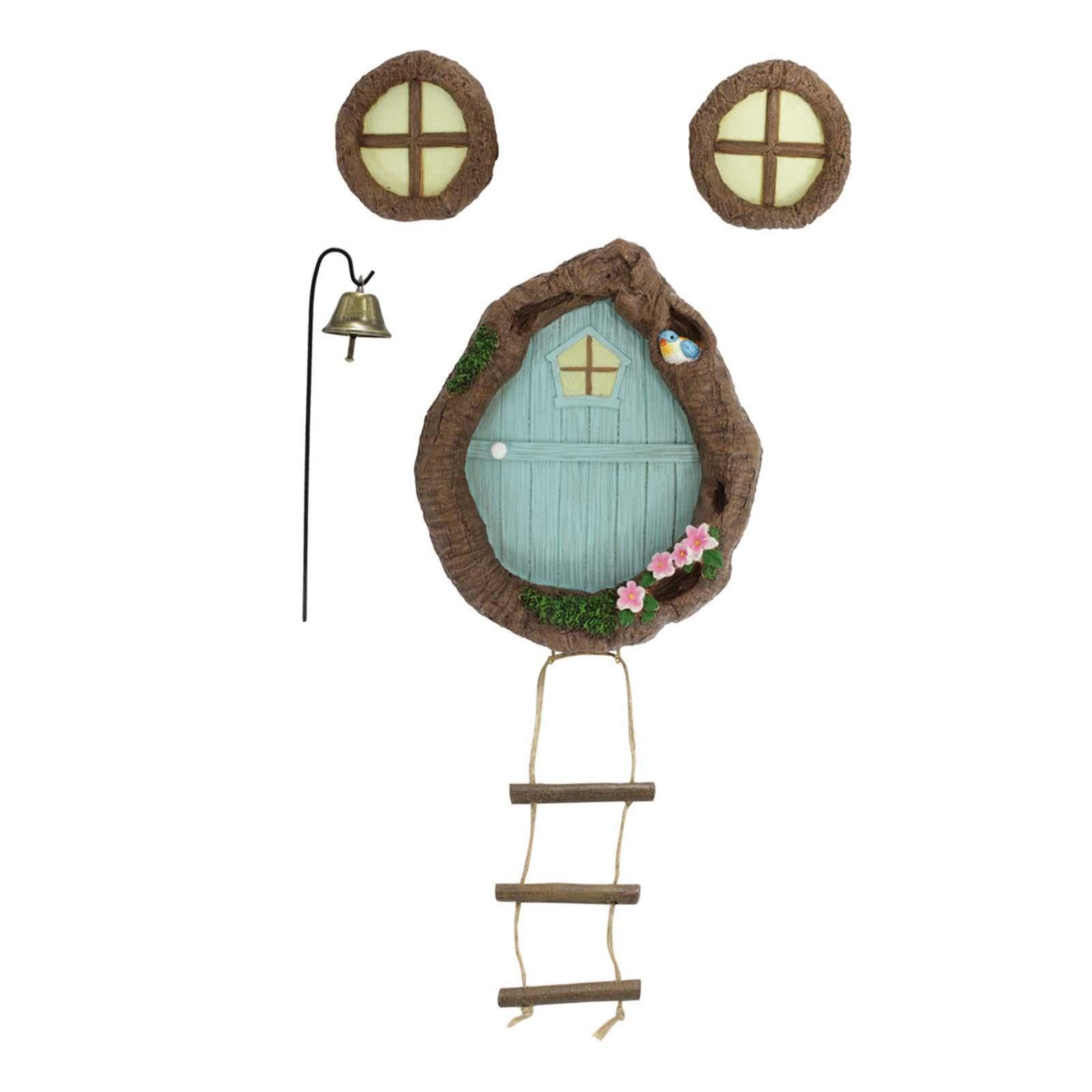 TWISAXC Fairy Door And Trees Outdoor Decor Turn Garden Into Magical Realm With Unique Fairy Garden Accessories Miniature House Window And Door Ornament Miniature Yard Outdoor