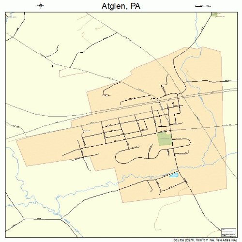 Large Street & Road Map of Atglen, Pennsylvania PA Printed poster