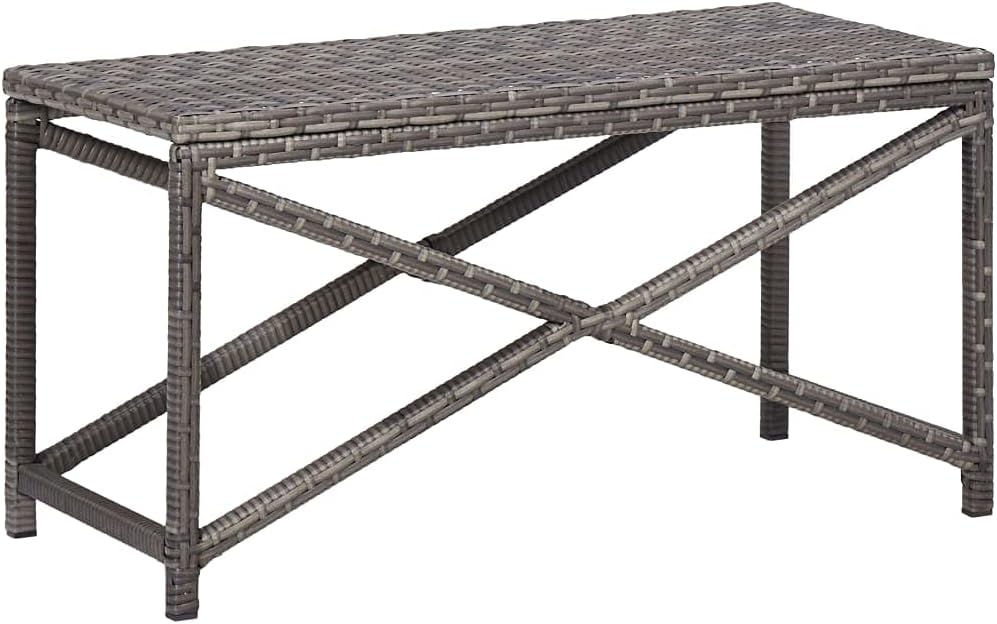 vidaXL Garden Bench Poly Rattan Garden Hall Bench Rattan Bench Outdoor Garden Patio Conservatory Furniture Garden Seating Grey 80cm