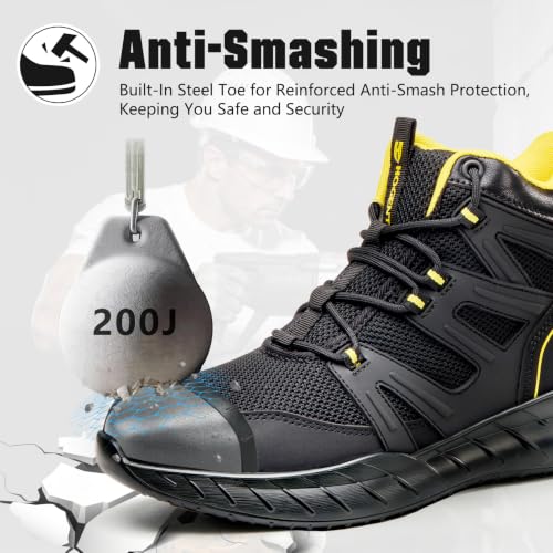 Hogent Steel Toe Boots for Men, Cushioned Safety Work Shoes - image 2
