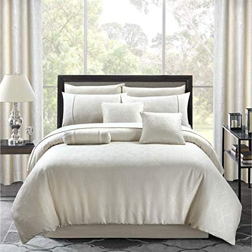 Indus Textiles Duvet Cover Set - luxury Jacquard Easy Care Quilt Cover and Pillowcases - Double - Cream Paisley