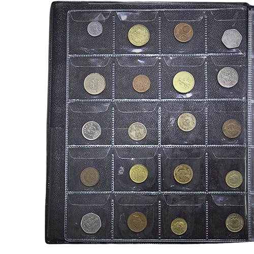 Image of SPS 240 Pockets Coin Album Book - Premium Coin Holder for Big Currency Coins Collection, Commemorative Coins, and Souvenirs - Durable Coin Storage (240 Large Pockets, Black)