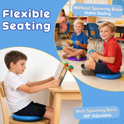 Image of Wiggle Seat Cushion,Fimeetoy Sensory Spinning Chair,ADHD Tools for Kids,Flexible Seating Classroom & Home,Inflatable Wobble Balance Disc-Blue
