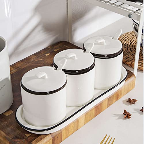 Haushaltszuckerdose mit Löffel, einfarbiger Zuckerbehälter, feuchtigkeits- und staubdichte Gewürzdosen aus Porzellan, Zuckertopf mit praktischem Deckel-Rosa-250-ml-Töpfe (Color : White1, Size : 250m 4 Haushaltszuckerdose mit Löffel, einfarbiger Zuckerbehälter, feuchtigkeits- und staubdichte Gewürzdosen aus Porzellan, Zuckertopf mit praktischem Deckel-Rosa-250-ml-Töpfe (Color : White1, Size : 250m