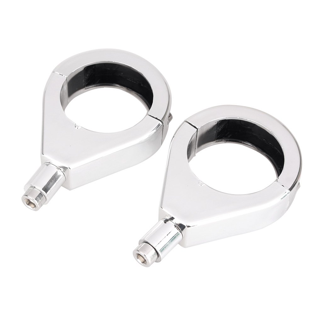 Cnardg24 Motorcycle 41mm Front Fork Tube Turn Signal Clamps for Harley For Softail FLST FXST, Silver