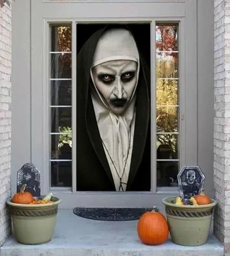Halloween 3D Door Mural Sticker - 30 X 80 Inches Self Adhesive Halloween Door Decals，Horror Ghost Door Wallpaper Peel And Stick Vinyl Removable Decals For Terror Scary Decal Home Party Bar Props #TOP6