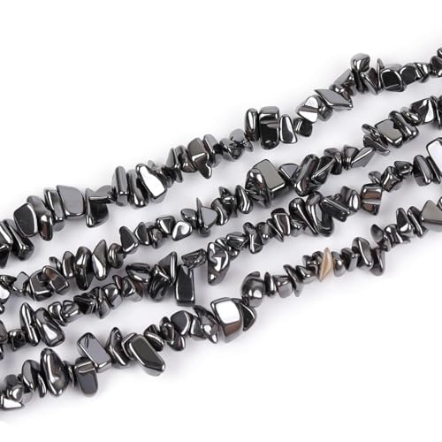Image of 5-8mm Black Hematite Chips Natural Chip Stone Beads for Jewelry Making