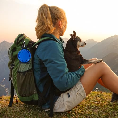 Hund Faltbare Schüssel,2 in 1 Reise Schüssel für Haustier mit Verschlussclips Hund/Katze falbarer Wasser und fressnapf EIN geformtes Design,faltbare180 Grad hundenapf geeignet für Reisen Wandern