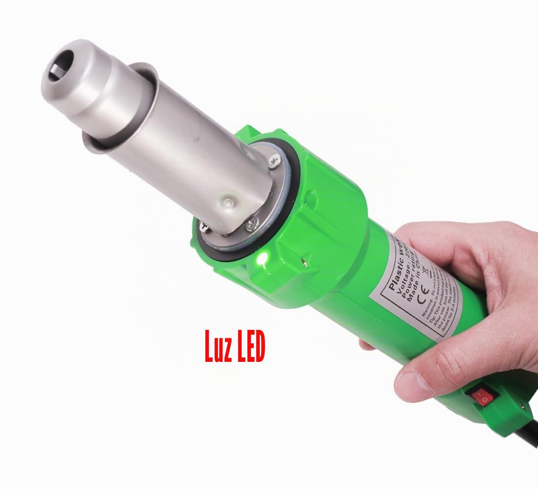 Soldador De Plástico De 1600W Pistola De Aire Caliente Pistola De Calor De Soldadura con Varilla De Agarre con Boquillas de Soldadura de Velocidad Pistola de Gas Caliente, Con Luz Led