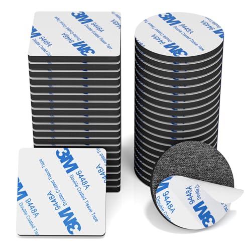 HOMMAND Adhesif Double Face Extra Fort Mousse, 40 Pièces Tampon Adhésif double face, 3M Pastille Adhesive Double Face Imperméables pour la Maison, Bureau, Carré & Ronde, Noir