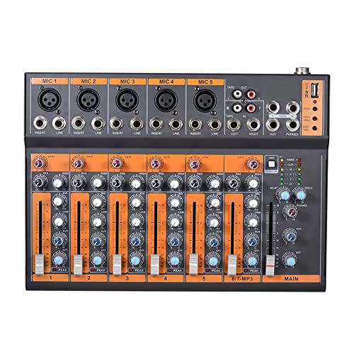 Mezclador controlador de DJ Mezclador de de línea de micrófono portátil de 7 canales Consola de...