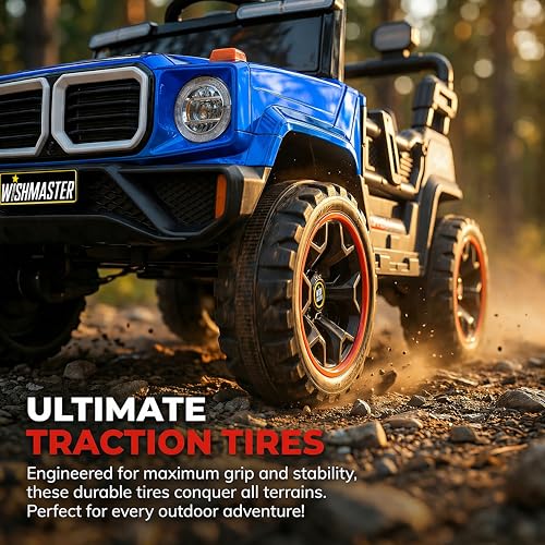 Image of Wishmaster 4x4 Kids Electric Ride On Jeep with Remote Control | Battery Operated Car for Kids 2-6 Years | RGB LED Lights, Bluetooth Music | Birthday Gift | 1-Year Warranty On Motors & Motherboard