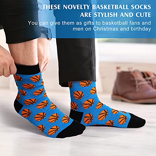 Zhanmai 4 Pairs Funny Basketball Volleyball Football Softball Soccer Baseball Socks Novelty Sports Casual Crew Socks For Men Women  thumb #4